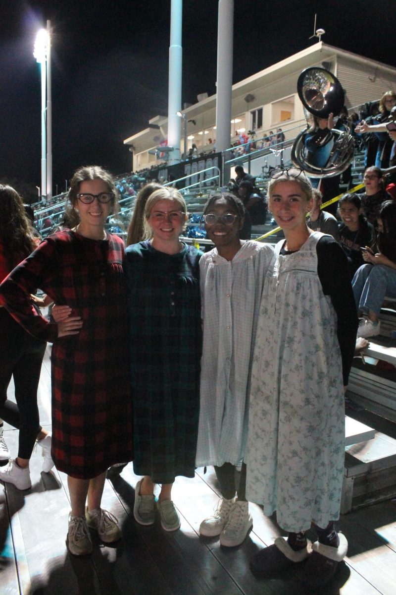 From left to right: Ainslie McNabb (12), Ava Nichols (12), Terrolyn Woodridge (12), and Nala Mitchel (10) dress for the senior citizen theme!